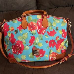 Dooney & Bourke Red and Blue Floral Satchel
